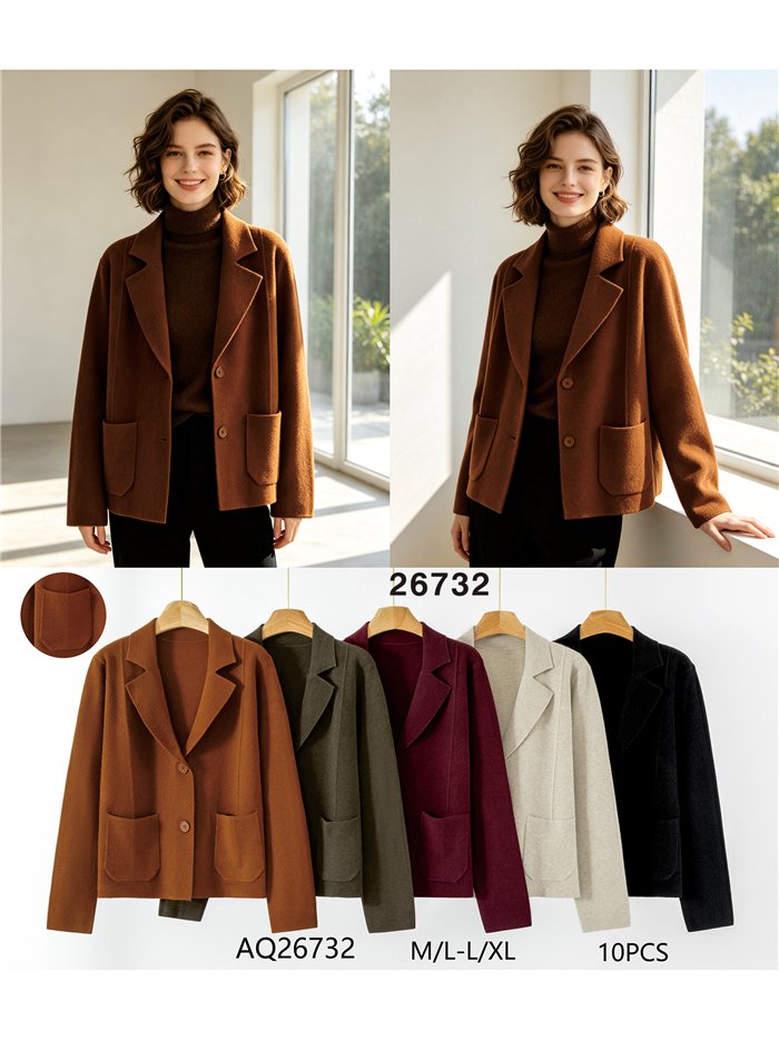 Blazer de malha com bolsos