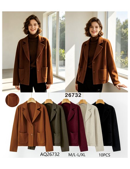 Blazer de malha com bolsos