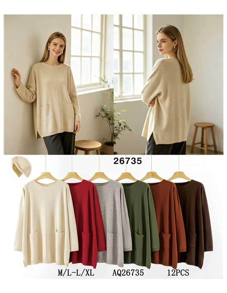 Suéter de tricô oversized com bolsos