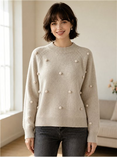 Camisa com pompons em relevo