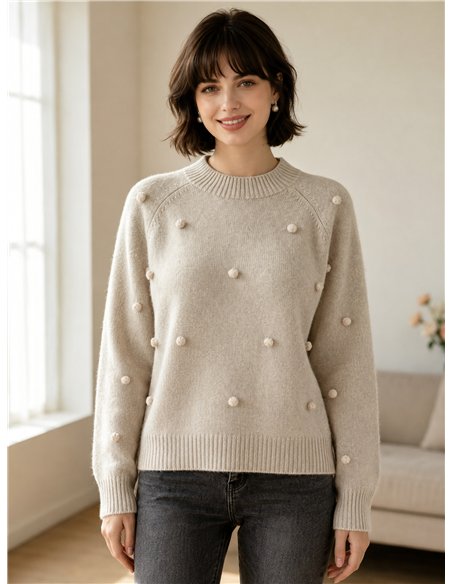 Camisa com pompons em relevo