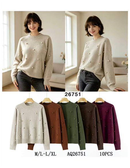 Camisa com pompons em relevo