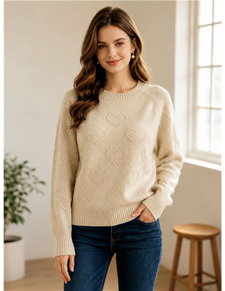 Camisa com corações em relevo