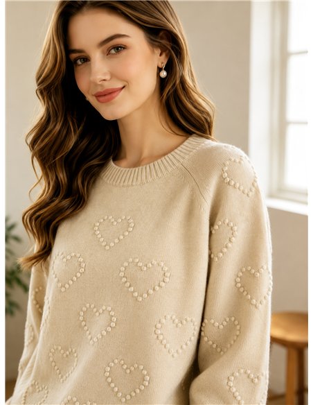 Camisa com corações em relevo