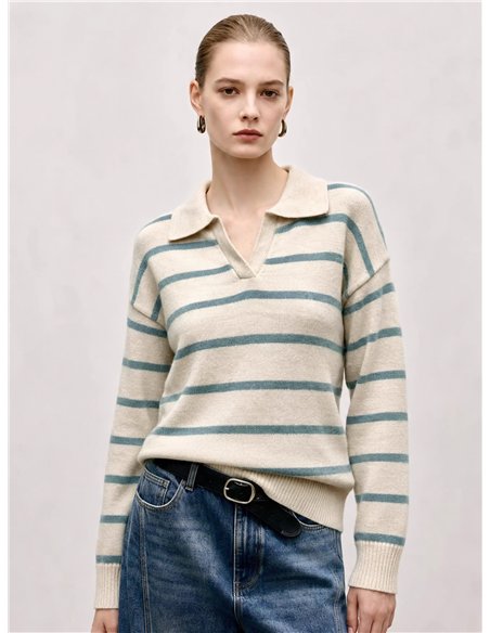 Jersey punto fino cuello pico