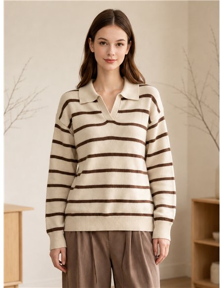 Jersey punto fino cuello pico