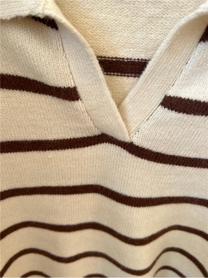 Jersey punto fino cuello pico