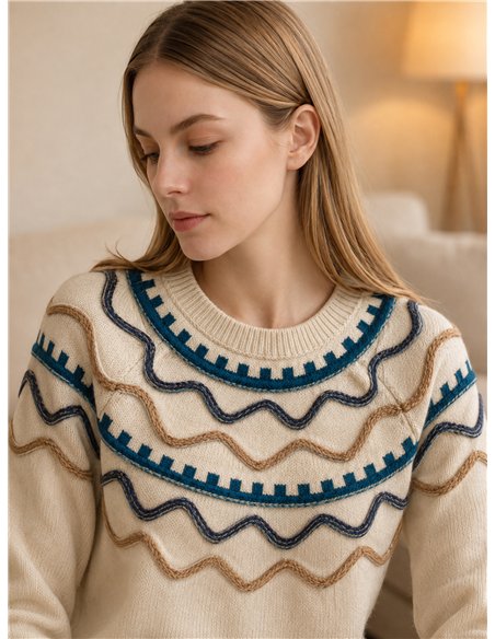 Jersey punto fino cuello pico
