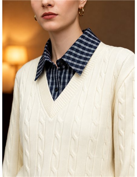 Jersey punto fino cuello pico