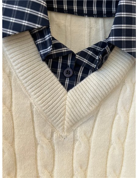 Jersey punto fino cuello pico