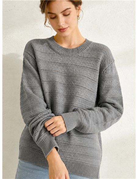 Jersey amplio calado de rayas