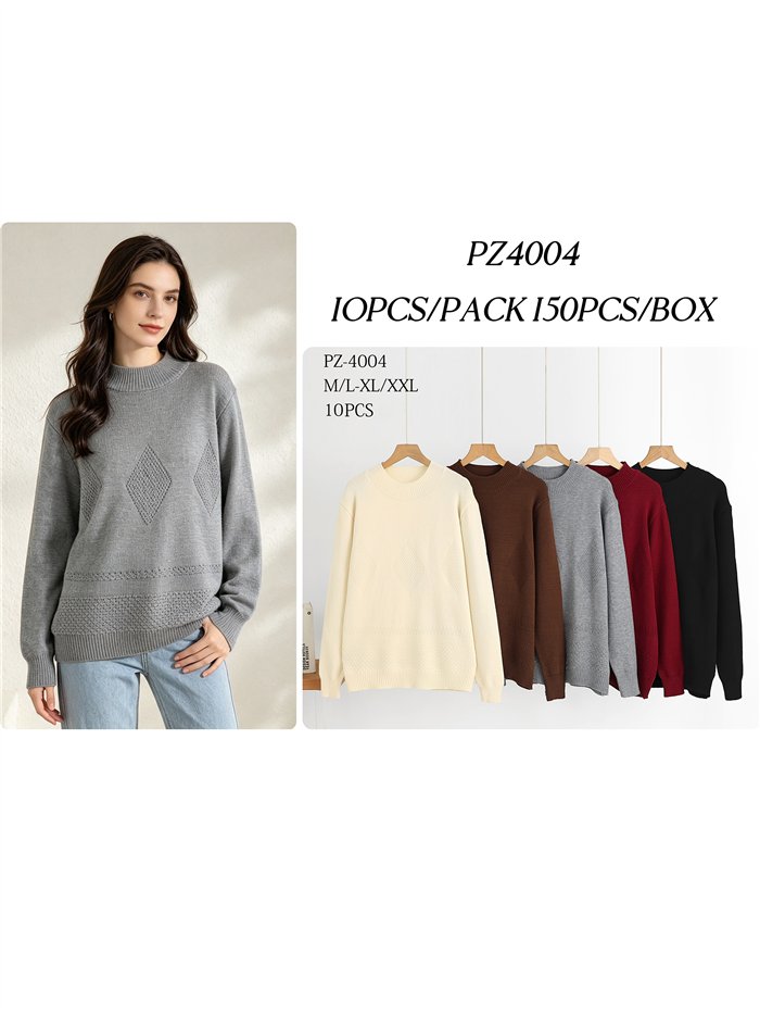 Pullover mit weitem, durchbrochenem Rautenmuster