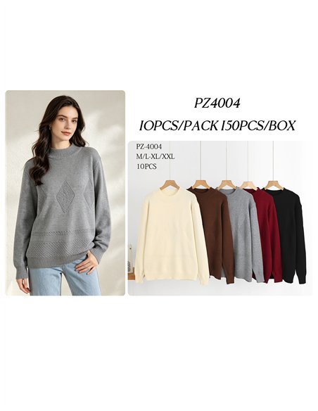 Pullover mit weitem, durchbrochenem Rautenmuster