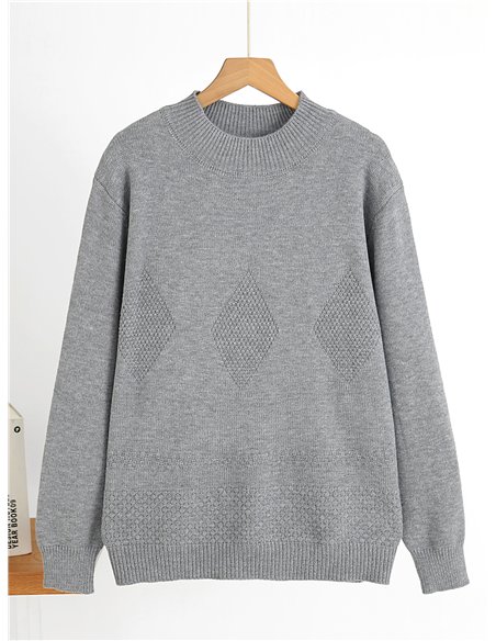 Pullover mit weitem, durchbrochenem Rautenmuster