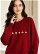 Pull oversize en maille torsadée avec fleurs appliquées