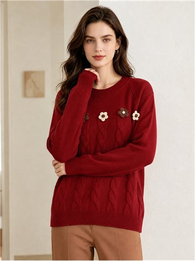Jersey amplio con flores en relieve