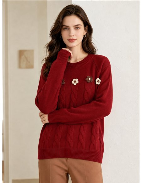 Jersey amplio con flores en relieve
