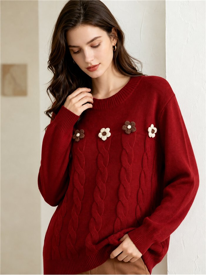 Jersey amplio con flores en relieve