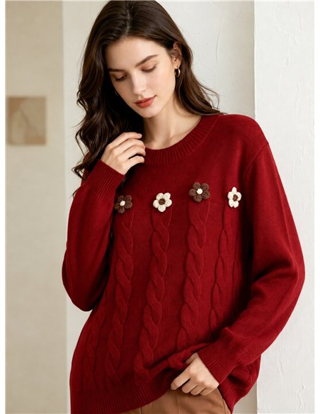 Jersey amplio con flores en relieve