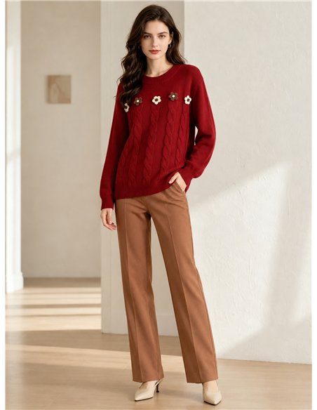 Jersey amplio con flores en relieve