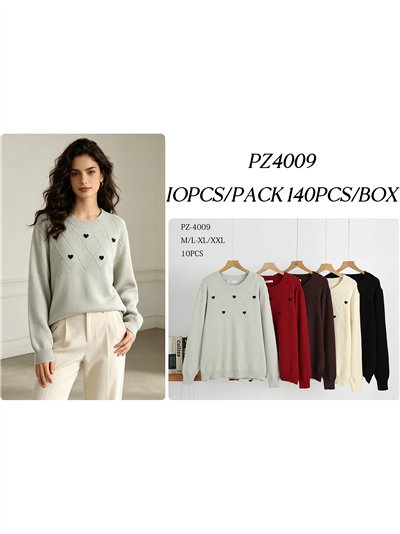 Pull oversize à motif losanges et cœurs 2
