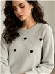 Übergroßer Pullover mit Rautenmuster und Herzen