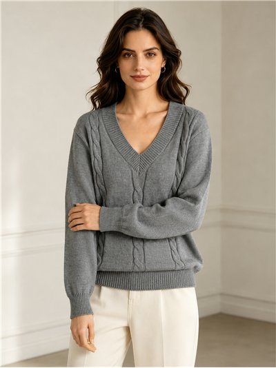 Jersey amplio trenzado cuello pico