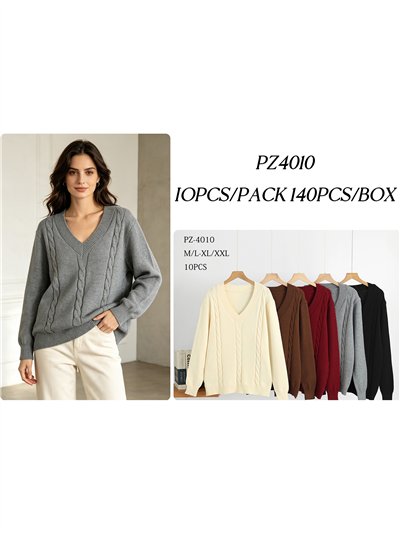 Jersey amplio trenzado cuello pico 2