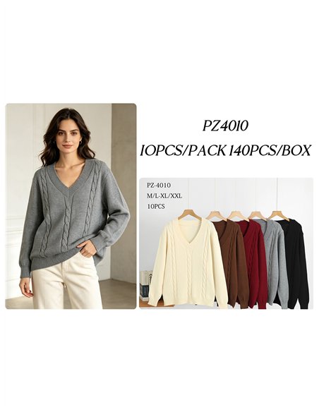 Jersey amplio trenzado cuello pico