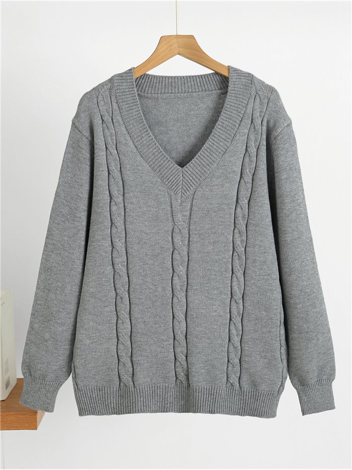 Jersey amplio trenzado cuello pico