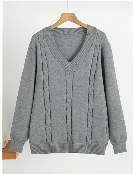 Jersey amplio trenzado cuello pico