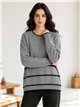 Oversized botanical border knit sweater