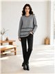 Oversized botanical border knit sweater
