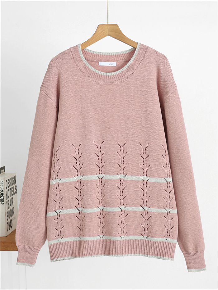 Oversized botanical border knit sweater