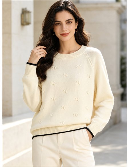 Jersey amplio con lazos en relieve