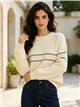 Jersey amplio texturizado con franja jacquard
