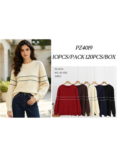 Jersey amplio texturizado con franja jacquard 2