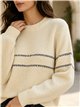 Jersey amplio texturizado con franja jacquard
