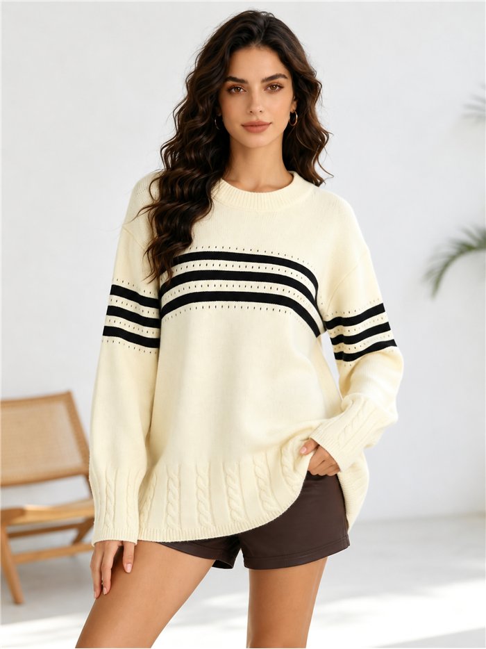 Jersey amplio rayas contrastadas