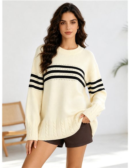 Jersey amplio rayas contrastadas