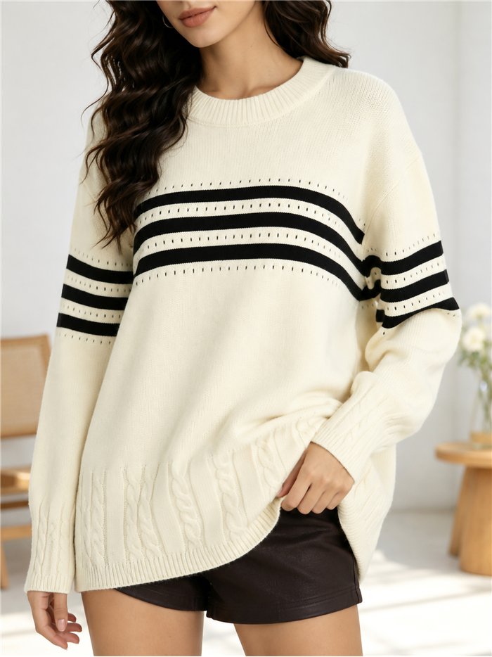 Jersey amplio rayas contrastadas