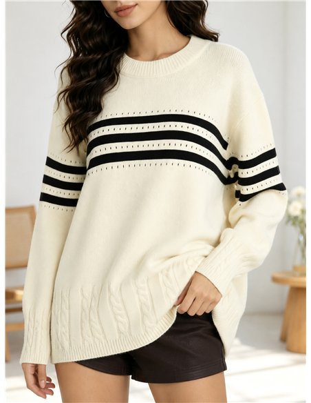 Jersey amplio rayas contrastadas