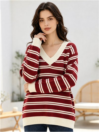 Jersey amplio rayas cuello pico