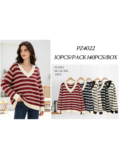 Jersey amplio rayas cuello pico 2