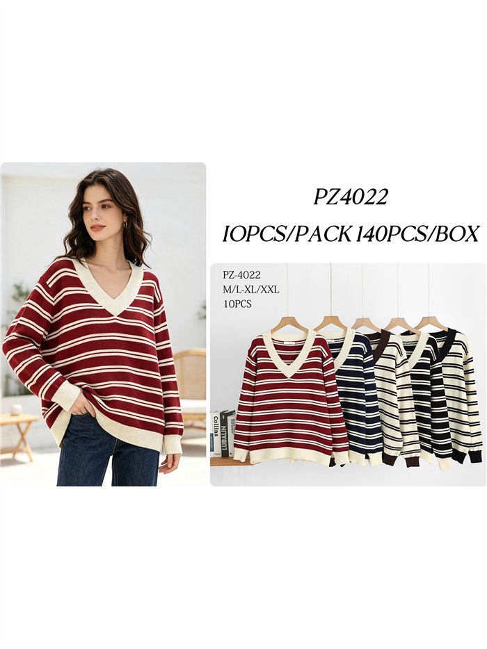 Jersey amplio rayas cuello pico