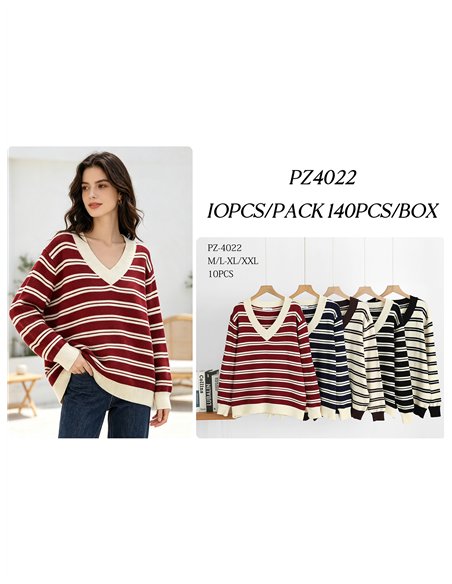 Jersey amplio rayas cuello pico