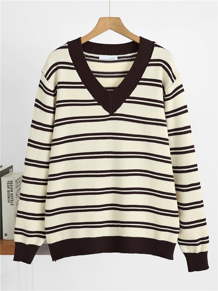 Jersey amplio rayas cuello pico