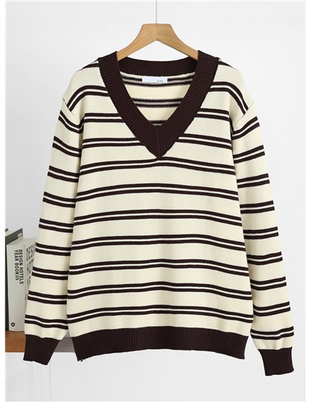 Jersey amplio rayas cuello pico