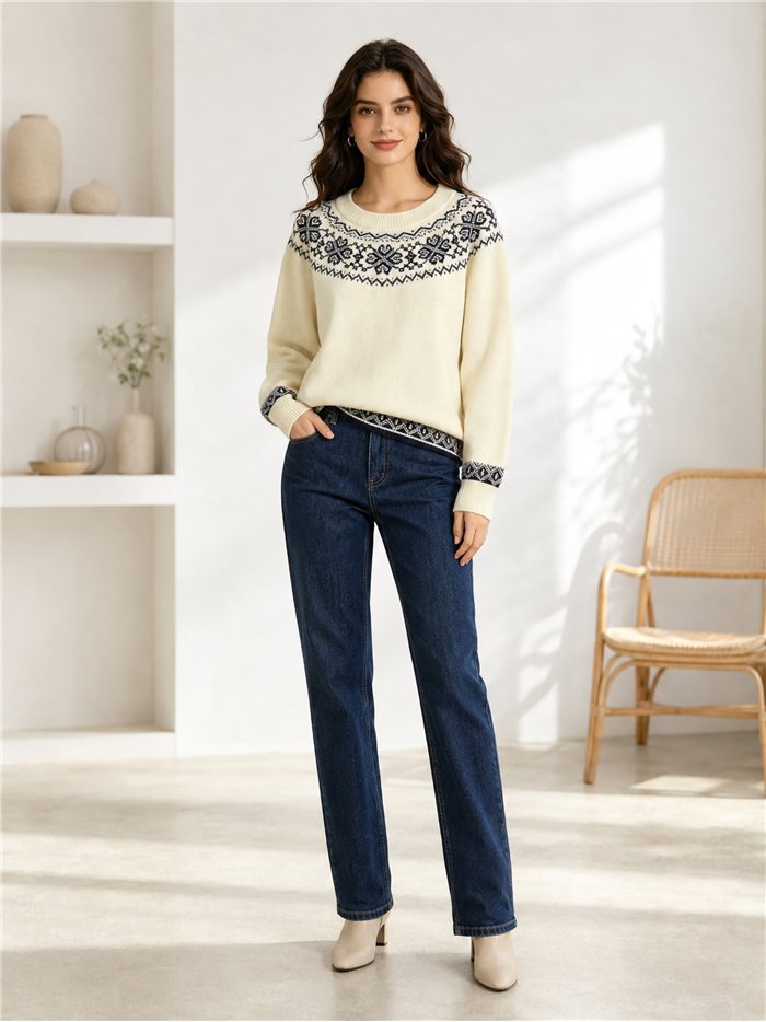 Jersey amplio greca jacquard