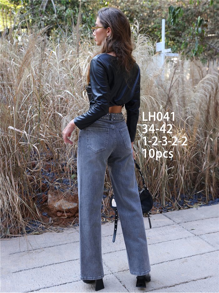 Jeans wide leg tachuelas